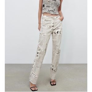 ZARA newsprint jeans
